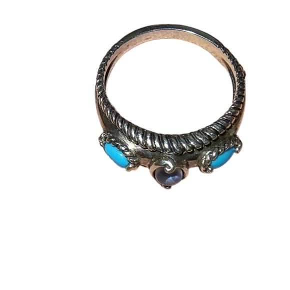 Carolyn Pollack Turquoise, Opal, & Sterling Silver Ring Size 9 3/4 - Picture 3 of 10